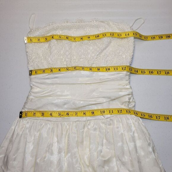 Scott McClintock Vintage 80s White Strapless Dress Lace Accents Wedding - Picture 14 of 16